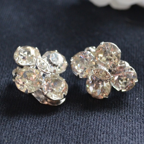 Eisenberg Faux Diamond Clip Earrings - Picture 1 of 5